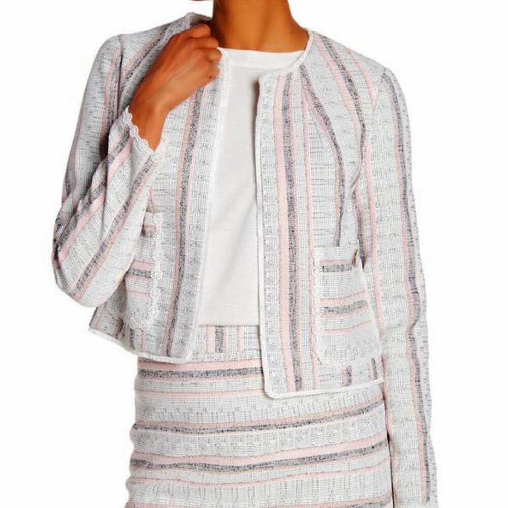 Laundry By Shelli Segal Striped Tweed Blazer – Soft Blush (Size 4) – NWT